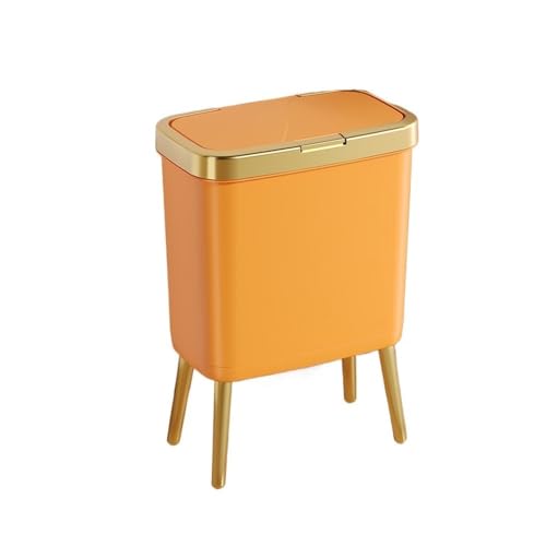 RYUQW3RE Küchenmülleimer Luxuriöser Mülleimer mit hohem Fuß und Deckel, großes Fassungsvermögen for Küche, Bad, Schlafzimmer, Wohnzimmer(Orange) von RYUQW3RE