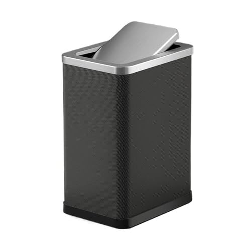 RYUQW3RE Küchenmülleimer Mülleimer aus Edelstahl mit PU-Leder, 10/15 l, schlankes Design(Black,10L) von RYUQW3RE