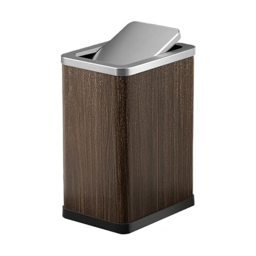 RYUQW3RE Küchenmülleimer Mülleimer aus Edelstahl mit PU-Leder, 10/15 l, schlankes Design(Brown,10L) von RYUQW3RE