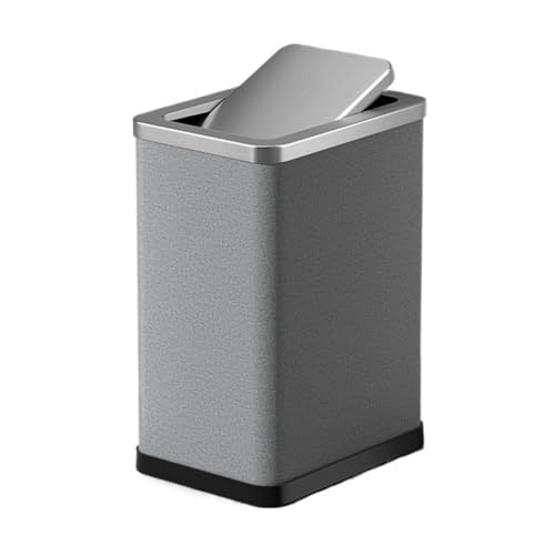 RYUQW3RE Küchenmülleimer Mülleimer aus Edelstahl mit PU-Leder, 10/15 l, schlankes Design(Gray,10L) von RYUQW3RE