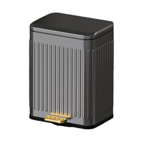 RYUQW3RE Küchenmülleimer Retro-Mülleimer aus Edelstahl mit Soft-Close-Deckel und Trittpedal – 6/13 l(Gun Gray,S) von RYUQW3RE