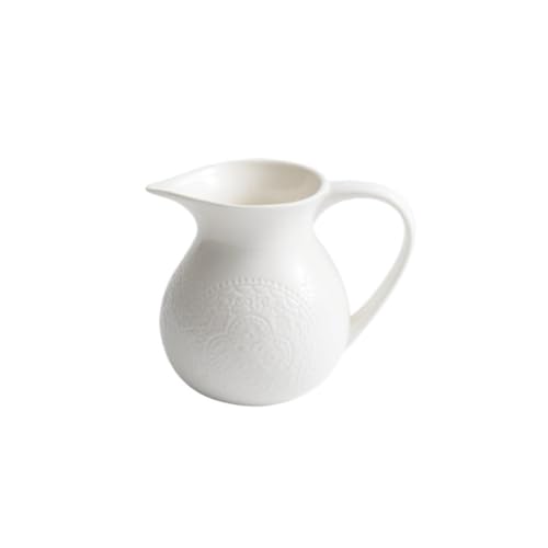 RYUQW3RE Sauciere Becher mit Ausgießer, geprägte weiße Keramik-Saucenboot-Saucenboot-Kaffeetasse, Milchkännchen von RYUQW3RE