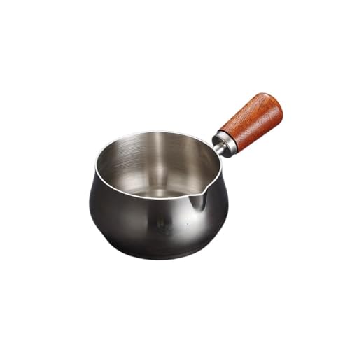 RYUQW3RE Sauciere Saucenbecher aus Edelstahl, Soßenbecher, Steak-Saucenbecher mit schwarzem Pfeffer, Holzgriff, Tomatensalat-Spritzbecher(Silver,L) von RYUQW3RE
