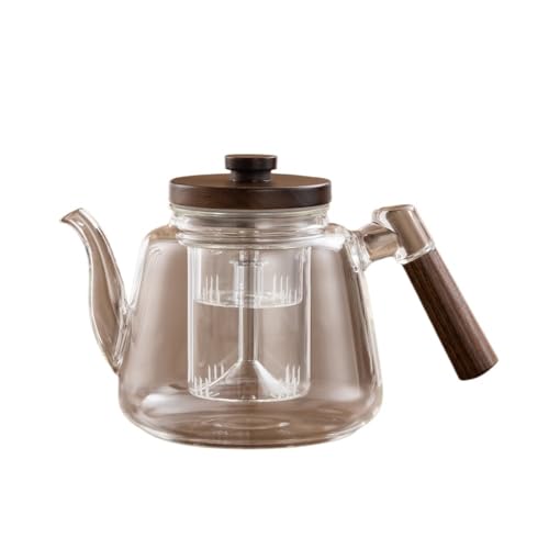 RYUQW3RE Teekessel Hochwertige Teekanne aus Borosilikatglas – 1200 ml, hitzebeständiger Wasserkocher for die Herdplatte for Aufbrühen von losem Tee(Transparent) von RYUQW3RE