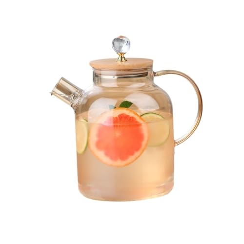 RYUQW3RE Teekessel Teekanne aus Glas mit Henkel – hitzebeständiger Kessel for heißen Tee und kaltes Aufgussgetränk(Light Brown,L) von RYUQW3RE