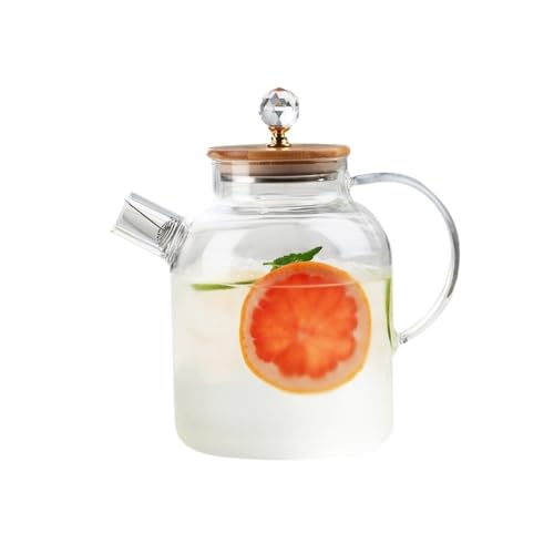 RYUQW3RE Teekessel Teekanne aus Glas mit Henkel – hitzebeständiger Kessel for heißen Tee und kaltes Aufgussgetränk(Transparent,L) von RYUQW3RE