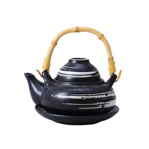 RYUQW3RE Teekessel Vintage-Teekanne aus Keramik – eleganter Wasserkocher for Zuhause und Restaurants, langlebig und leicht zu reinigen(Black) von RYUQW3RE