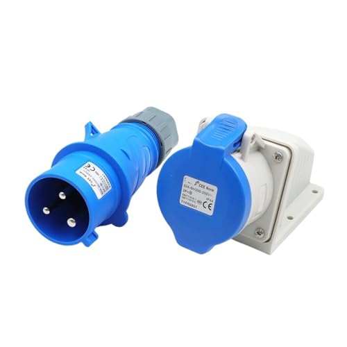 Industriestecker 32A 3-adrig hell und dunkel Einbausitz TYP231 Luftfahrtstecker TYP281(Set TYPR281 TYPR6801) von RYVEWZOOE