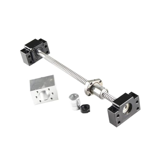 Rechtsdrehende, in S-Richtung gedrehte FU1204-Kugelumlaufspindel C7 mit Endbearbeitung 250 mm – 1500 mm + Kupplung RM1204 + Kugelmuttergehäuse + 1 Satz Endstützsatz BK10/BF10(550mm) von RYVEWZOOE