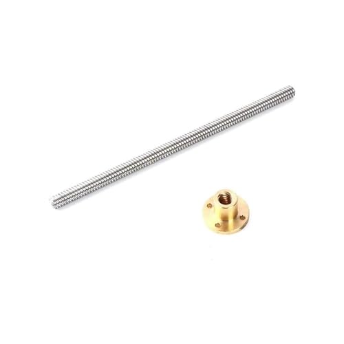 T10 Edelstahlschraube, Trapezmutter aus Messing, 2 mm/3 mm Steigung, 2 mm/8 mm/10 mm/12 mm, 550 mm (Pitch 3 Lead 3 mm) von RYVEWZOOE