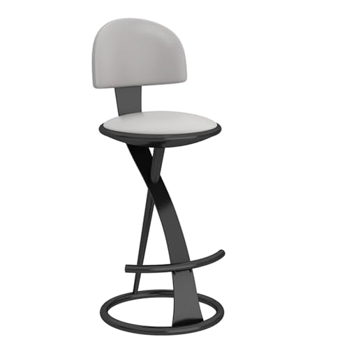 RYZLSVFB Barhocker Barhocker mit Rückenlehne, Barstühle in Thekenhöhe, mit Leder gepolsterte Barhocker mit Metallbeinen for Kücheninsel, Hausbar(Black,75cm(29.52in)) von RYZLSVFB