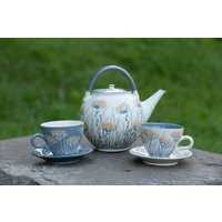 Teekanne, Keramik Handgemachte Grau Und Weiß, Schafgarbe Teekanne, Keramik Handgemachte Grau Und Weiß, Schafgarbe von RYceramic