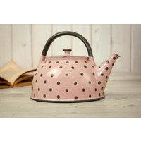 Teekanne, Keramik Handgemachte Rosa Und Grau, Große Punkte von RYceramic