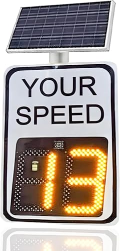 1 Stück 20"x27" solarbetriebenes Radar-Geschwindigkeits-Feedback-Schild - langlebige LED-Verkehrsanzeige mit Echtzeitüberwachung(White) von RZAJMADEU