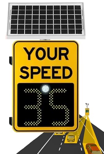 1 Stück 20"x27" solarbetriebenes Radar-Geschwindigkeits-Feedback-Schild - langlebige LED-Verkehrsanzeige mit Echtzeitüberwachung(Yellow) von RZAJMADEU