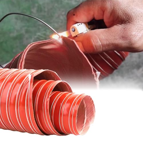 Feuerfester, flexibler Abluftschlauch for Trocknerentlüftung, Heizungs-, Lüftungs- und Klimatechnik und Generatoren – beständige Silikonleitung mit Klemmen(104mm L6m) von RZAJMADEU