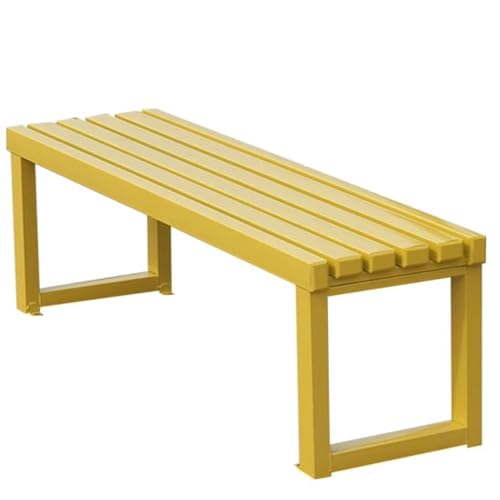 RZAJMADEU Moderne Gartenbank for den Außenbereich mit Sitzfläche aus Massivholz und Stahlrahmen – 100/120/150 cm for die Nutzung auf der Terrasse/am Pool/im Garten(Yellow,100cm) von RZAJMADEU