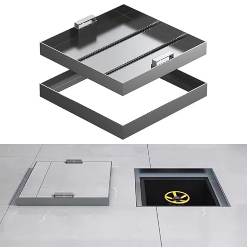 Schachtabdeckung aus Edelstahl 304 mit verdecktem Griff – Unsichtbare Vorrichtung for Pflastersteine, hohe Tragfähigkeit(75x75x5cm) von RZAJMADEU