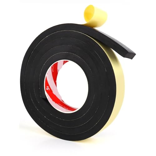 Selbstklebender Neopren-Schaumschwammstreifen – 2/10 m lang, 6–20 mm dick, perfekt for Abdichten und Isolieren(6 x 25mm x 10M) von RZAJMADEU