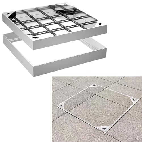 Unsichtbarer Schachtdeckel mit verzinktem Deckel und Edelstahlrahmen – for Garten/Einfahrt(90x90x5cm) von RZAJMADEU