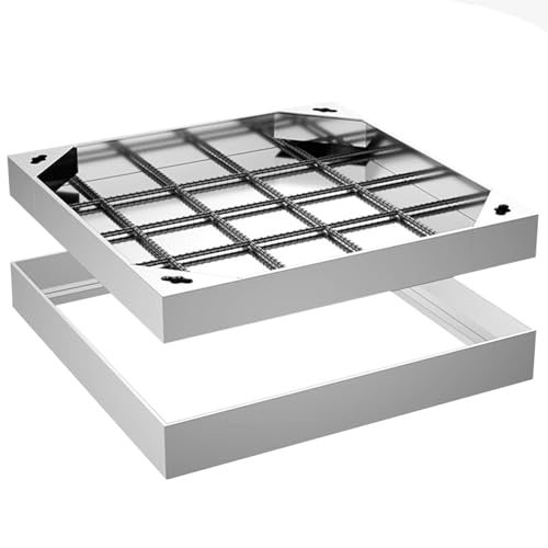 Unsichtbarer versenkter Schachtdeckel aus Edelstahl mit Rahmen for Einfahrten/Terrassen/Gehwege(600x600x50mm) von RZAJMADEU