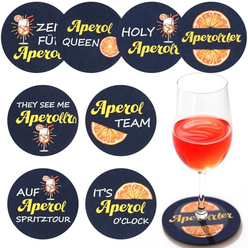 RZCOMP Aperol Untersetzer Filz 8 Stück Aperol Spritz Untersetzer Aperol Geschenk,Sommer Tischdeko für Aperol Liebhaber von RZCOMP