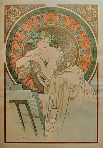 RZHRHJES Kunstwerk Bilder Leinwand Kunst Gemälde Leinwand Malerei Poster A.mucha-Fenster von St. Vitus in Prag von Alphonse Mucha Wandbild für Heimdekoration 60x90cm von RZHRHJES