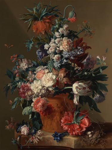 RZHRHJES Kunstwerk Bilder Leinwand Kunst Gemälde Leinwand Malerei Poster Blumenvase von Jan Van Huysum Wandbild für Heimdekoration 60x90cm von RZHRHJES