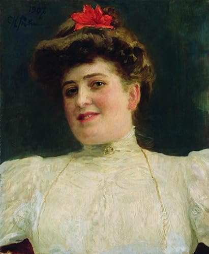 RZHRHJES Kunstwerk Bilder Leinwand Kunst Gemälde Leinwand Malerei Poster Porträt Einer Dame Von Ilja Repin Wandbild für Heimdekoration 60x90cm von RZHRHJES