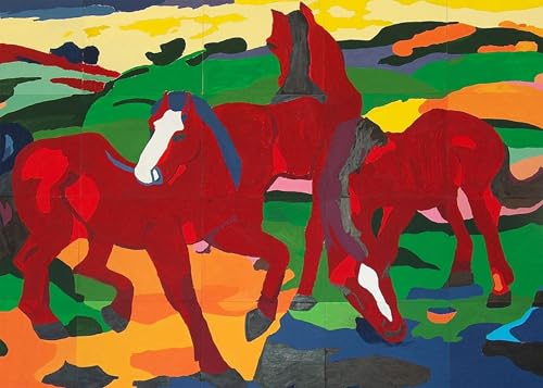RZHRHJES Kunstwerk Bilder Leinwand Kunst Gemälde Leinwand Malerei Poster Rote Pferde von marc Wandbild für Heimdekoration 60x90cm von RZHRHJES