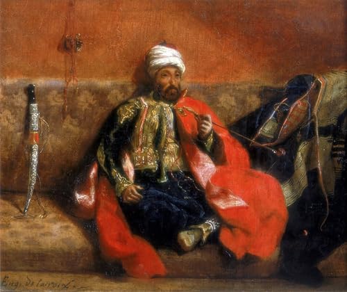 RZHRHJES Kunstwerk Bilder Leinwand Kunst Gemälde Leinwand Malerei Poster Türke Sitzt Rauchend auf einer couch von ferdinandeugene Delacroix Wandbild für Heimdekoration 60x90cm von RZHRHJES