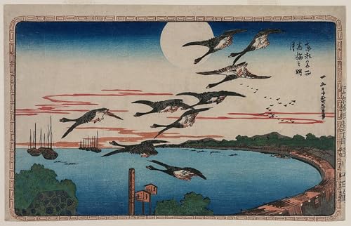 RZHRHJES Kunstwerk Bilder Leinwand Kunst Gemälde Leinwand Malerei Poster Vollmond über Takanawa aus der Serie Famous Places in the Eastern Capital von Ando Hiroshige für Heimdekoration 60x90cm von RZHRHJES
