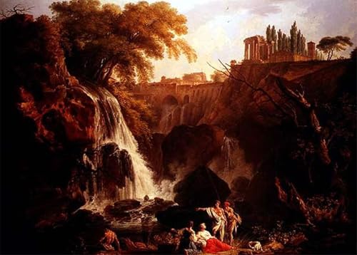 RZHRHJES Kunstwerk Bilder Leinwand Kunst Gemälde Leinwand Malerei Poster Wasserfälle von tivoli von claude vernet Wandbild für Heimdekoration 60x90cm von RZHRHJES