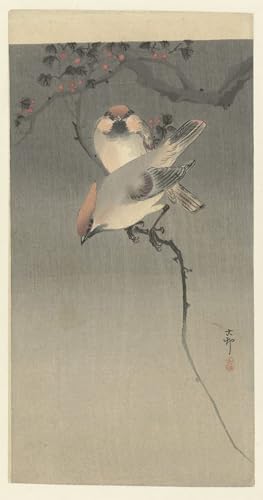 RZHRHJES Leinwand Druck Wand Vintage Leinwand Wandkunst Moderne Drucke Roter Efeu von Ohara Koson Wandkunst Dekorative für Wanddekoration 60x90cm von RZHRHJES
