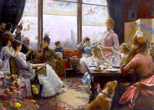 RZHRHJES Moderne Drucke Wandkunst Malerei Bilder Druck Wandgemälde Fünf-uhr-tee von julius leblanc Stewart Poster Bilder für Wanddekoration 60x90cm von RZHRHJES