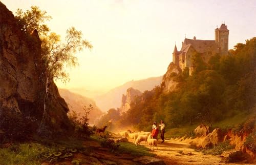 RZHRHJES Moderne Drucke Wandkunst Malerei Bilder Druck Wandgemälde Hirten in Einer Landschaft Von Jansen Poster Bilder für Wanddekoration 60x90cm von RZHRHJES