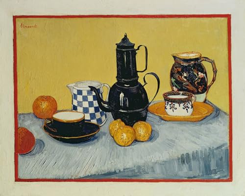 RZHRHJES Moderne Drucke Wandkunst Malerei Bilder Druck Wandgemälde Stillleben Mit Emaillierter Kaffeekanne, Steingut Und Früchten Von Vincent Van Gogh Poster Bilder für Wanddekoration 60x90cm von RZHRHJES