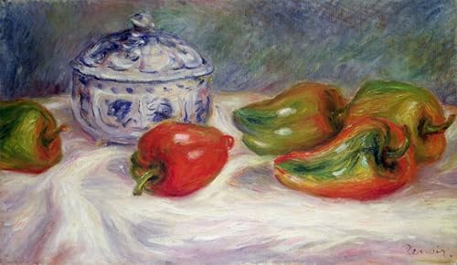 RZHRHJES Moderne Drucke Wandkunst Malerei Bilder Druck Wandgemälde Stillleben Mit Zuckerdose Und Roten Paprika Von Pierre Auguste Renoir Poster Bilder für Wanddekoration 60x90cm von RZHRHJES
