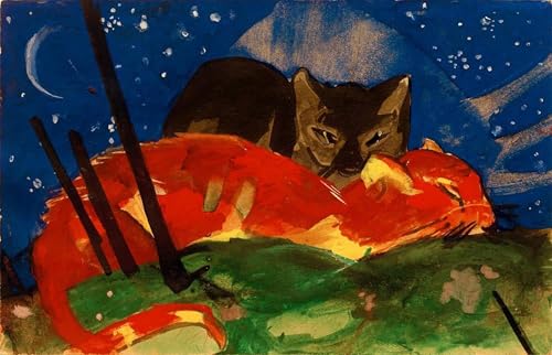 RZHRHJES Moderne Drucke Wandkunst Malerei Bilder Druck Wandgemälde Zwei Katzen von marc Poster Bilder für Wanddekoration 60x90cm von RZHRHJES