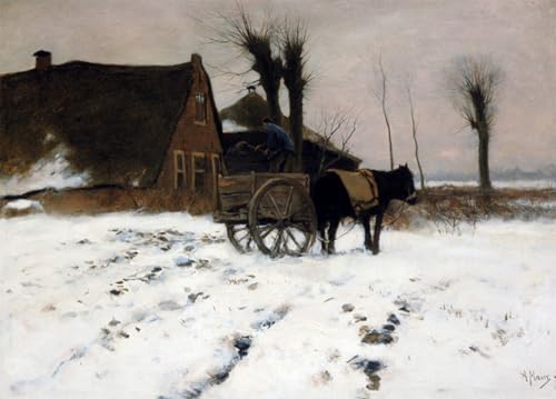 RZHRHJES Ölgemälde Wandbilder Abstrakte Leinwand Kunst Wandkunst Bild Druck Bauernhof im winter von anton mauve Kunst Leinwand Poster für Wanddekoration 60x90cm von RZHRHJES