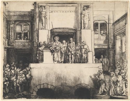 RZHRHJES Ölgemälde Wandbilder Abstrakte Leinwand Kunst Wandkunst Bild Druck Christus wird dem Volk präsentiert: Länglicher Teller von Rembrandt Van Rijn für Wanddekoration 60x90cm von RZHRHJES