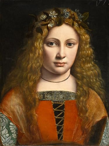 RZHRHJES Ölgemälde Wandbilder Abstrakte Leinwand Kunst Wandkunst Bild Druck Porträt eines jungen mit Blumen gekrönten Mädchens von Antonio Boltraffio Kunst Leinwand Poster für Wanddekoration 60x90cm von RZHRHJES