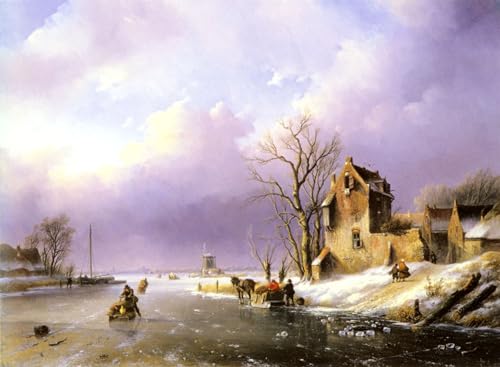RZHRHJES Ölgemälde Wandbilder Abstrakte Leinwand Kunst Wandkunst Bild Druck Winterlandschaft mit Figuren an einem Fluss Jan Jacob Coenraad Spohler Kunst Leinwand Poster für Wanddekoration 60x90cm RZHRHJES Ölgemälde Wandbilder Abstrakte Leinwand Kunst Wandkunst Bild Druck Winterlandschaft mit Figuren an einem Fluss Jan Jacob Coenraad Spohler Kunst Leinwand Poster für Wanddekoration 60x90cm von RZHRHJES