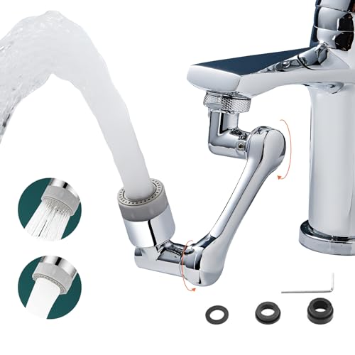 RZMZBY 1080° Universal Rotating Faucet Extender, strahlregler wasserhahn mit 2 Sprühfunktionen,küchen wasserhahn,für Küche, Bad, Garten,Silber von RZMZBY