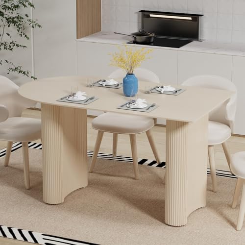 55'' Esstisch Für 4–6 Personen, Großer Rechteckiger Küchentisch, Mid-Century Modern Tisch Für Esszimmer, Küche, Home Office, Apartment, Büro, Weiß,B von RZTPYS