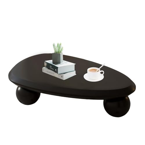 RZTPYS Couchtisch Modern,Kleiner Niedriger Kaffeetisch, Beistelltische Fürs Wohnzimmer,Teetisch, Minimalistischer Wohnzimmer-Couchtisch mit Blattform für Schlafzimmer Balkon (Schwarz L100cm) von RZTPYS