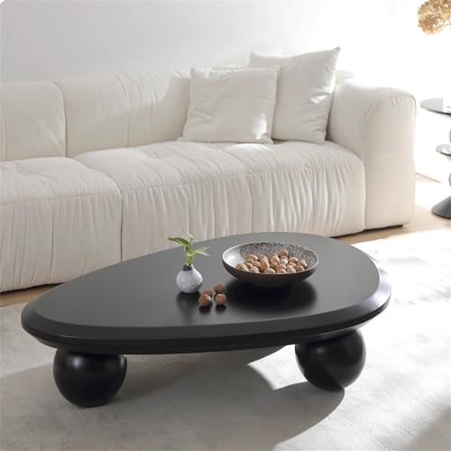 RZTPYS Ovaler Couchtisch in Wolkenform, Süßer Unregelmäßiger Kaffee-/Teetisch Mit Großer Tischplatte, Moderner Couchtisch in Wolkenform Für Wohnzimmer, Büro, Zuhause,Schwarz,L von RZTPYS
