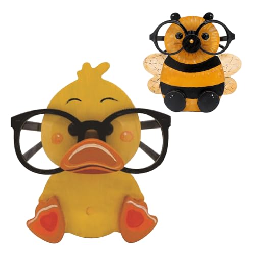 Brillenhalter Tier - Brillenständer Aus Holz - Lustige Handgeschnitzt Tierform Sonnenbrillenhalter Brillenablage - Gläser Display Aufbewahrung Geschenk Für Schreibtisch Home Office Deko (2 Stück) von RZXBB