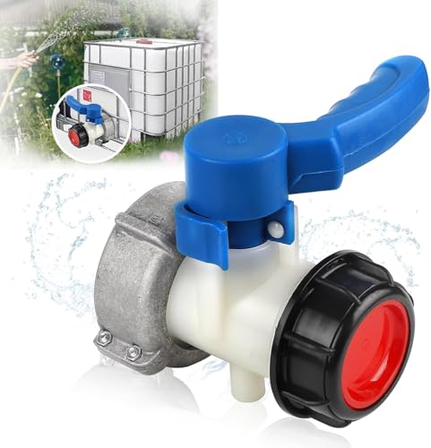 IBC Adapter IBC Auslaufhahn Tank Zubehör, IBC Absperrhahn Auslaufhahn Klappenhahn, IBC Tank Kugelhahn, IBC Adapter DN 50 Wassertank Zubehör, Auslaufhahn Regentonne für IBC Container, Wassertank von RZXBB