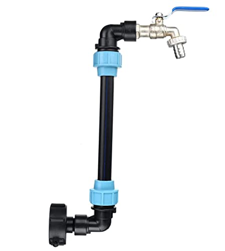RZXBB IBC Schwanenhals Auslaufhahn - Regenwassertank IBC Tankhahn Aus Messing - S60x6 Wasserfaß Regenfass Wasserhahn Absperrhahn - IBC Adapter Mit Schwanenhals 3/4 Zoll Verbindungsset von RZXBB